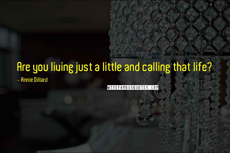 Annie Dillard Quotes: Are you living just a little and calling that life?