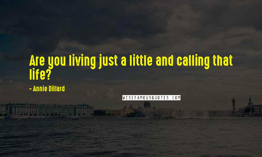 Annie Dillard Quotes: Are you living just a little and calling that life?