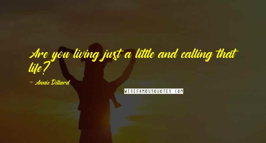 Annie Dillard Quotes: Are you living just a little and calling that life?