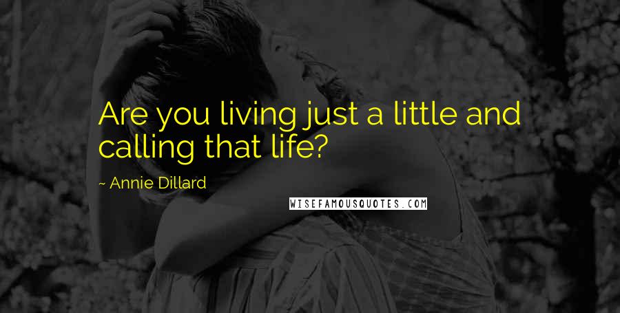 Annie Dillard Quotes: Are you living just a little and calling that life?