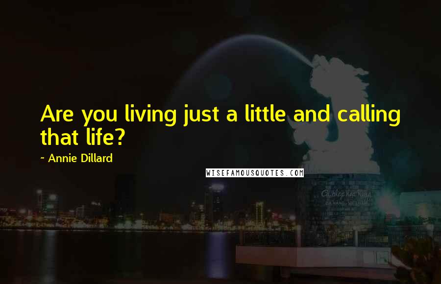 Annie Dillard Quotes: Are you living just a little and calling that life?