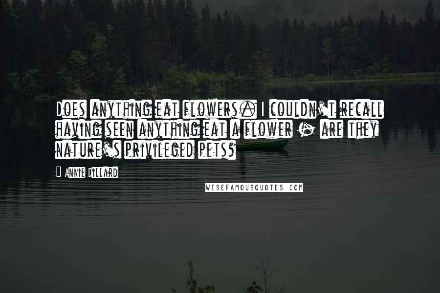 Annie Dillard Quotes: Does anything eat flowers. I couldn't recall having seen anything eat a flower - are they nature's privileged pets?