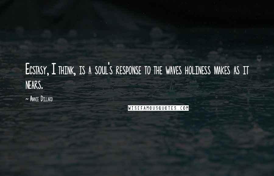 Annie Dillard Quotes: Ecstasy, I think, is a soul's response to the waves holiness makes as it nears.