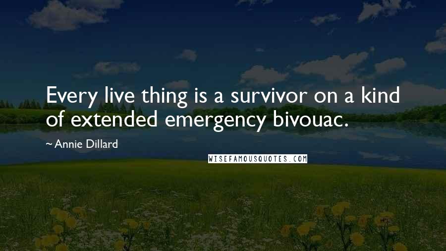 Annie Dillard Quotes: Every live thing is a survivor on a kind of extended emergency bivouac.