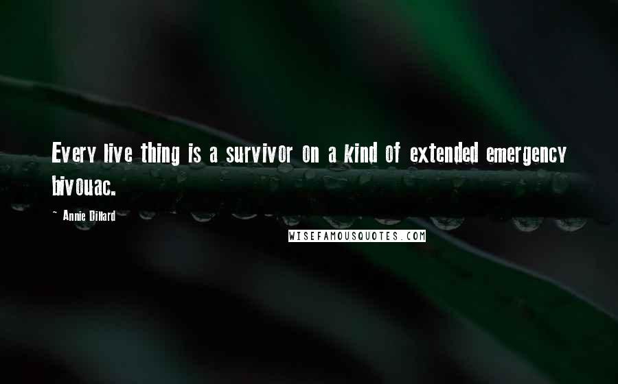 Annie Dillard Quotes: Every live thing is a survivor on a kind of extended emergency bivouac.