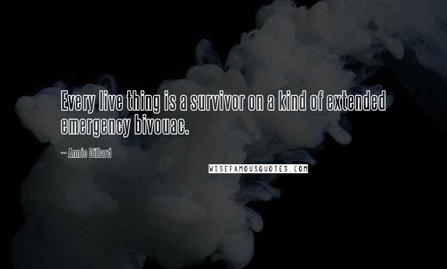 Annie Dillard Quotes: Every live thing is a survivor on a kind of extended emergency bivouac.