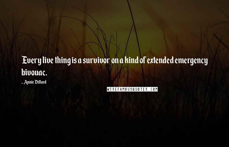 Annie Dillard Quotes: Every live thing is a survivor on a kind of extended emergency bivouac.