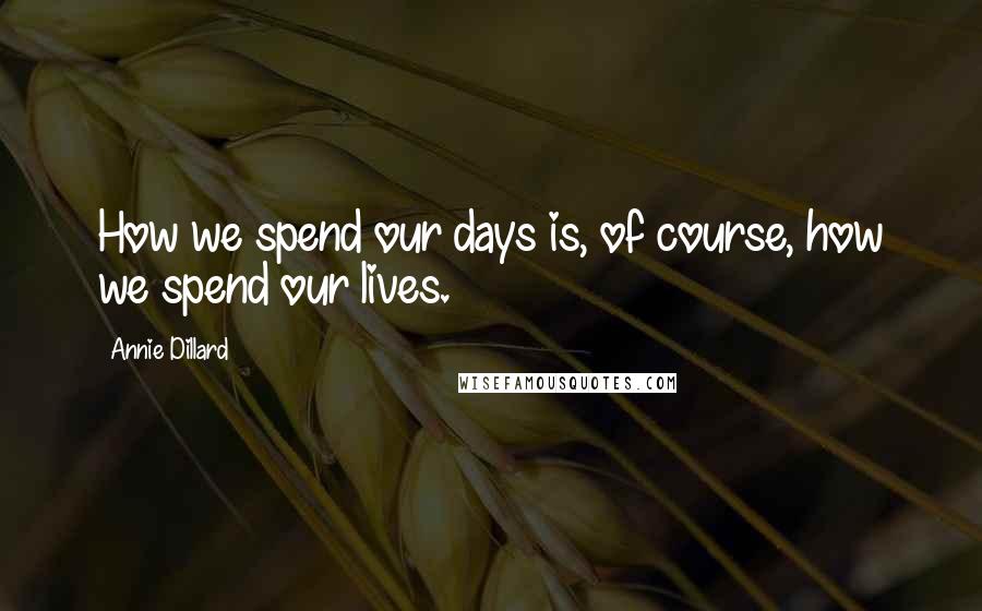 Annie Dillard Quotes: How we spend our days is, of course, how we spend our lives.