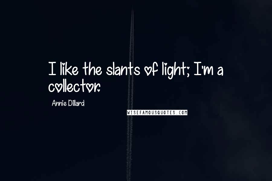 Annie Dillard Quotes: I like the slants of light; I'm a collector.
