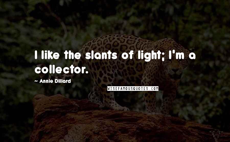 Annie Dillard Quotes: I like the slants of light; I'm a collector.