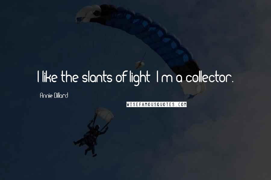 Annie Dillard Quotes: I like the slants of light; I'm a collector.