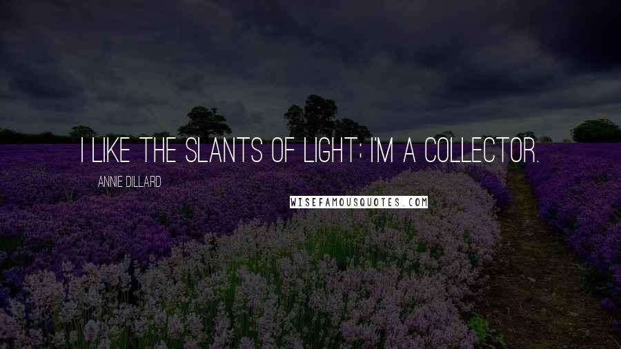 Annie Dillard Quotes: I like the slants of light; I'm a collector.