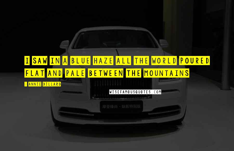 Annie Dillard Quotes: I saw in a blue haze all the world poured flat and pale between the mountains