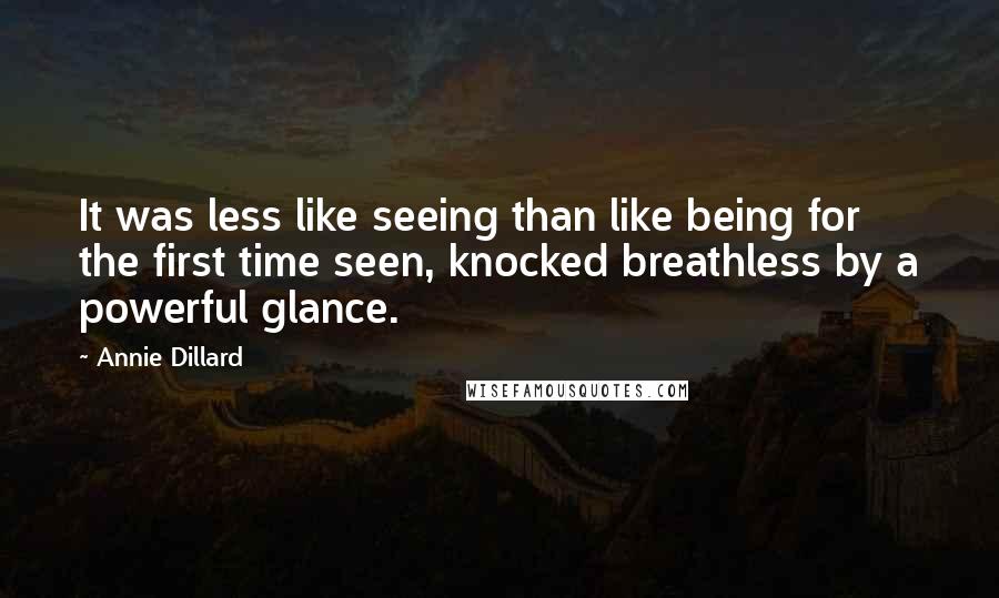 Annie Dillard Quotes: It was less like seeing than like being for the first time seen, knocked breathless by a powerful glance.