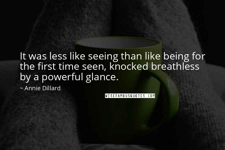 Annie Dillard Quotes: It was less like seeing than like being for the first time seen, knocked breathless by a powerful glance.