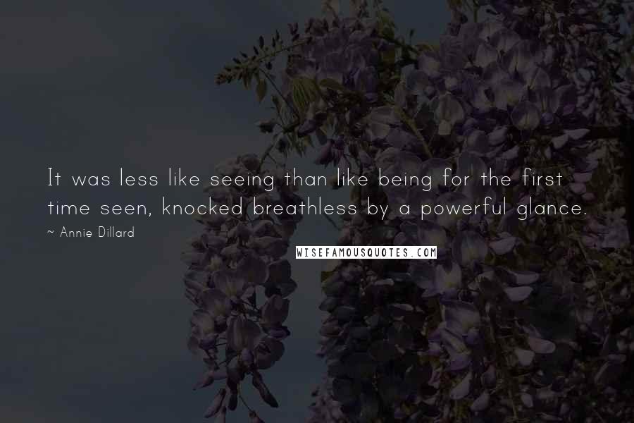 Annie Dillard Quotes: It was less like seeing than like being for the first time seen, knocked breathless by a powerful glance.