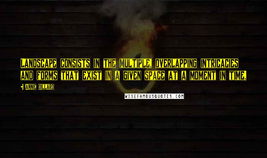Annie Dillard Quotes: Landscape consists in the multiple, overlapping intricacies and forms that exist in a given space at a moment in time.