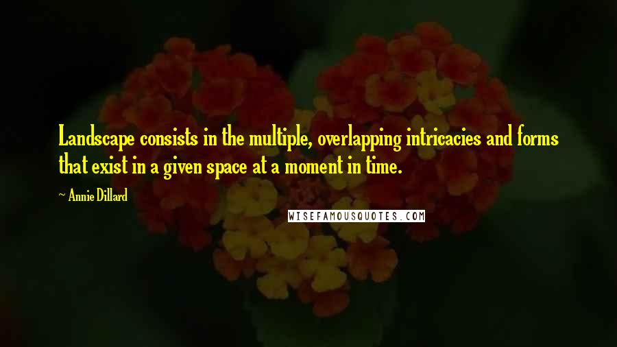 Annie Dillard Quotes: Landscape consists in the multiple, overlapping intricacies and forms that exist in a given space at a moment in time.