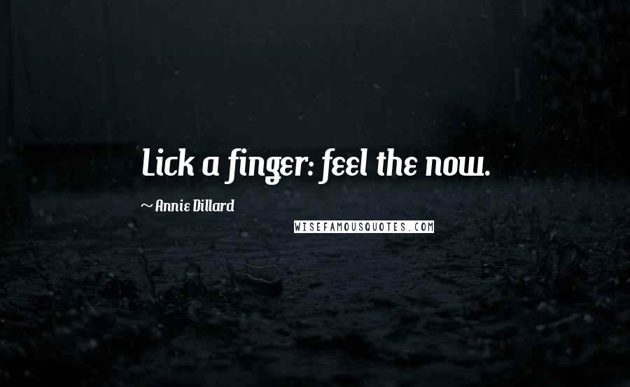 Annie Dillard Quotes: Lick a finger: feel the now.