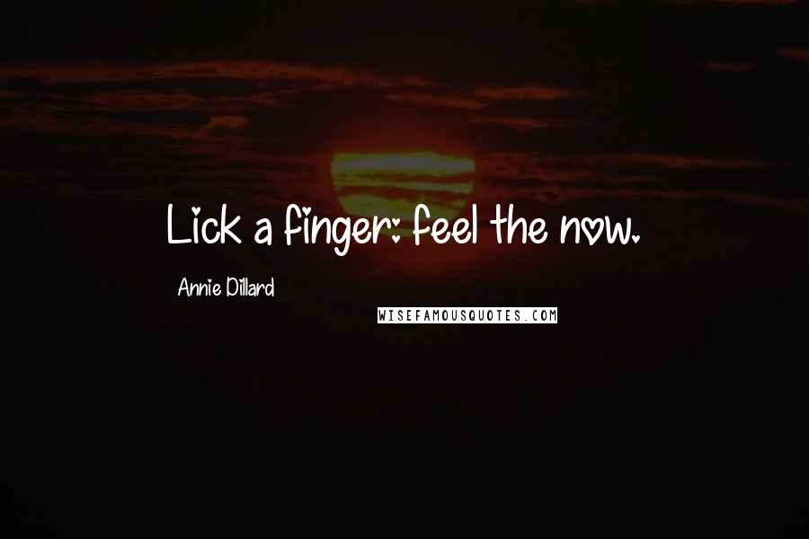 Annie Dillard Quotes: Lick a finger: feel the now.