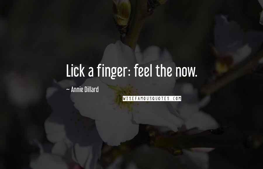 Annie Dillard Quotes: Lick a finger: feel the now.