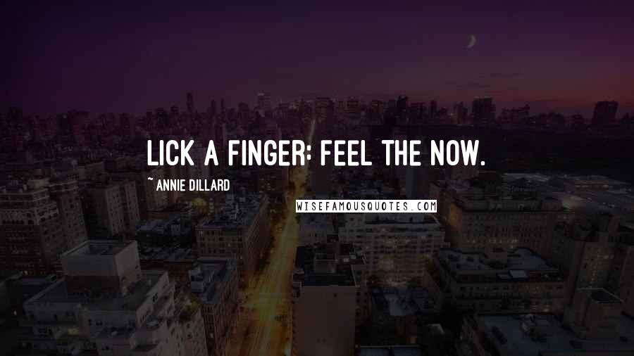 Annie Dillard Quotes: Lick a finger: feel the now.