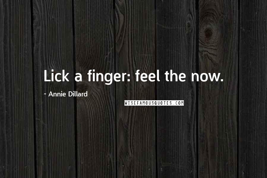 Annie Dillard Quotes: Lick a finger: feel the now.