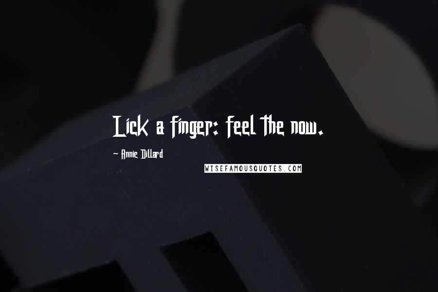 Annie Dillard Quotes: Lick a finger: feel the now.