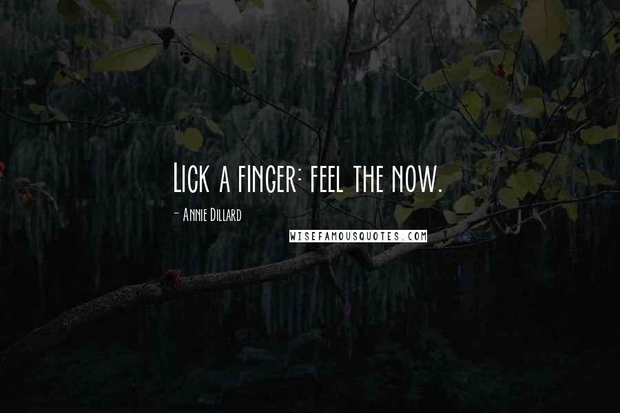 Annie Dillard Quotes: Lick a finger: feel the now.