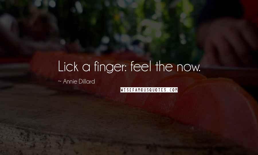 Annie Dillard Quotes: Lick a finger: feel the now.