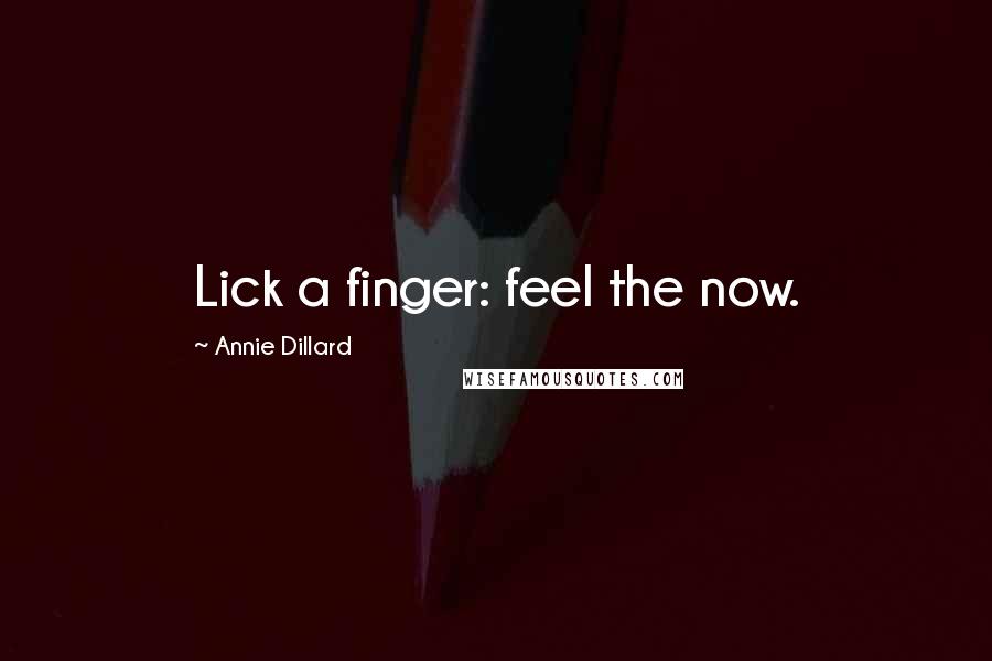 Annie Dillard Quotes: Lick a finger: feel the now.