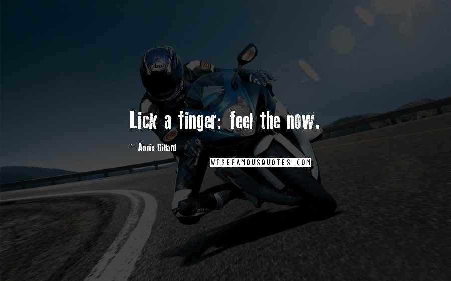 Annie Dillard Quotes: Lick a finger: feel the now.