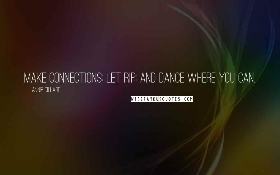 Annie Dillard Quotes: Make connections; let rip; and dance where you can.