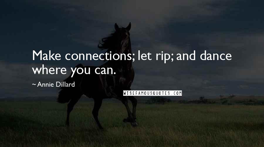 Annie Dillard Quotes: Make connections; let rip; and dance where you can.