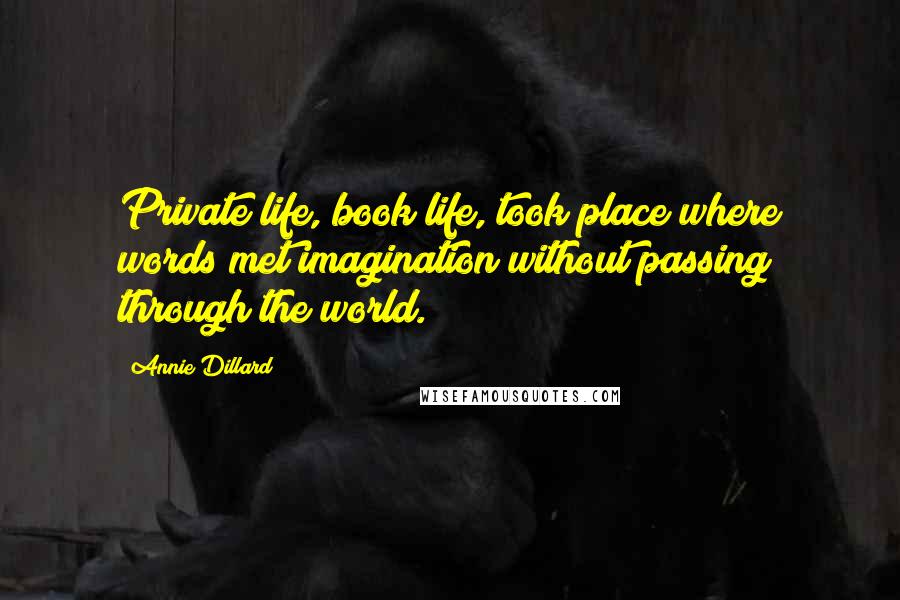 Annie Dillard Quotes: Private life, book life, took place where words met imagination without passing through the world.