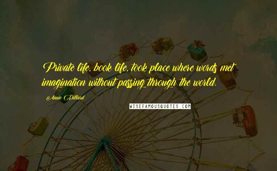Annie Dillard Quotes: Private life, book life, took place where words met imagination without passing through the world.