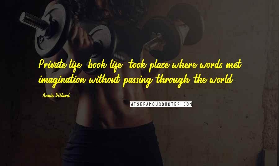 Annie Dillard Quotes: Private life, book life, took place where words met imagination without passing through the world.