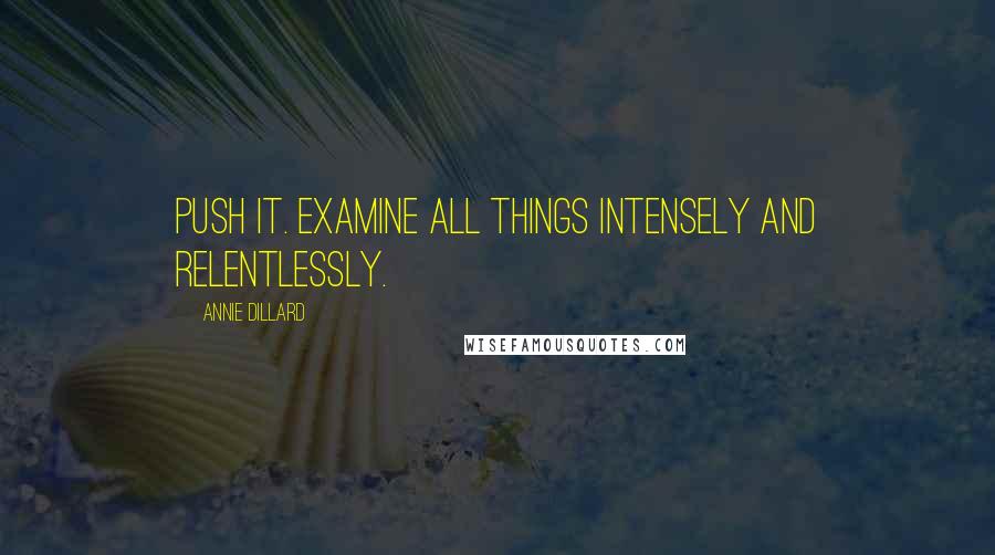 Annie Dillard Quotes: Push it. examine all things intensely and relentlessly.