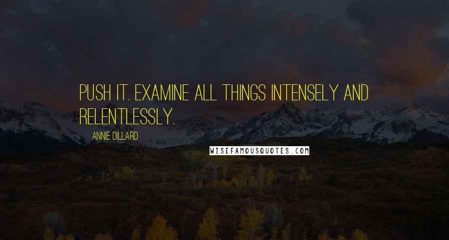 Annie Dillard Quotes: Push it. examine all things intensely and relentlessly.
