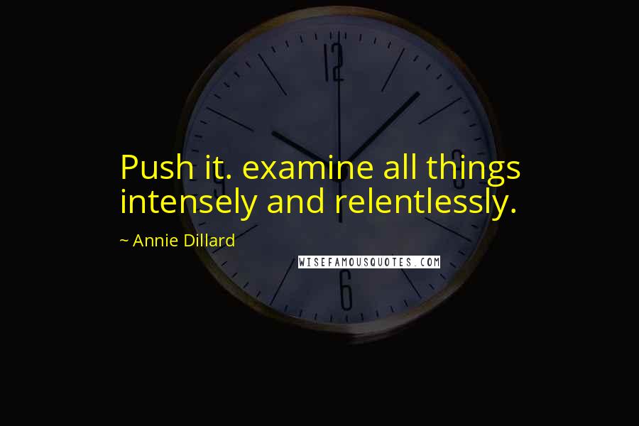 Annie Dillard Quotes: Push it. examine all things intensely and relentlessly.