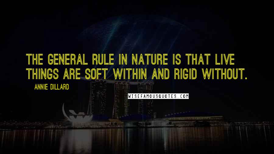 Annie Dillard Quotes: The general rule in nature is that live things are soft within and rigid without.