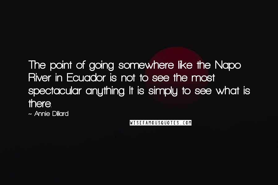 Annie Dillard Quotes: The point of going somewhere like the Napo River in Ecuador is not to see the most spectacular anything. It is simply to see what is there.