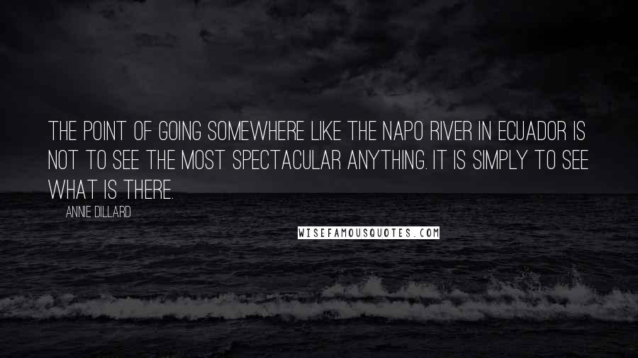 Annie Dillard Quotes: The point of going somewhere like the Napo River in Ecuador is not to see the most spectacular anything. It is simply to see what is there.