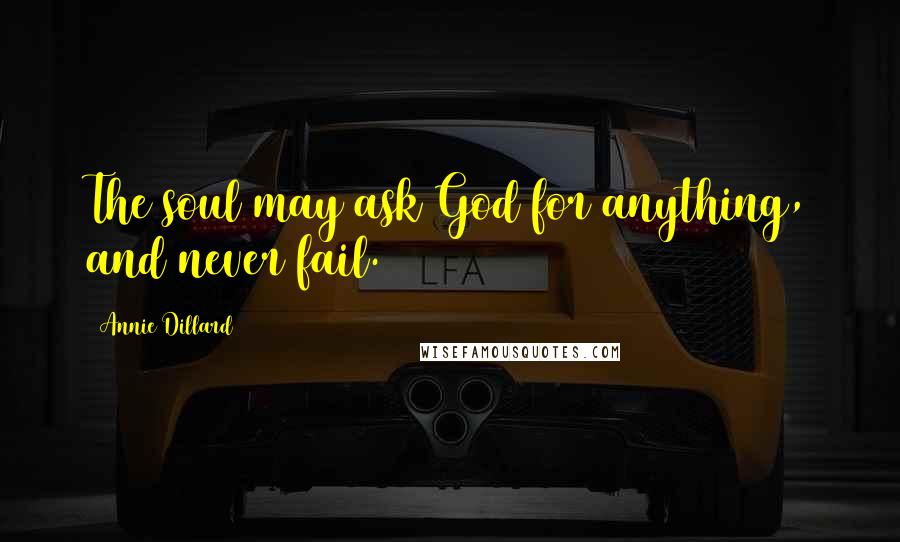 Annie Dillard Quotes: The soul may ask God for anything, and never fail.