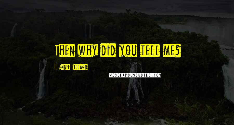 Annie Dillard Quotes: Then why did you tell me?