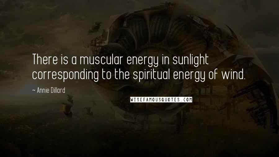 Annie Dillard Quotes: There is a muscular energy in sunlight corresponding to the spiritual energy of wind.