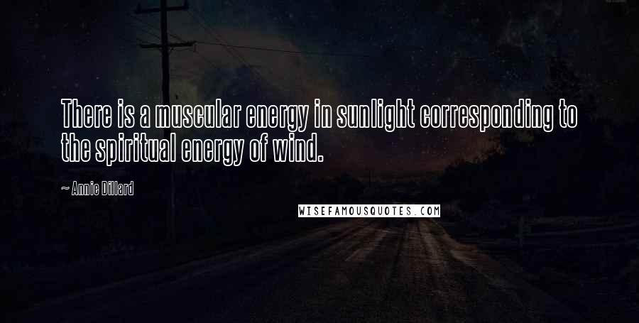 Annie Dillard Quotes: There is a muscular energy in sunlight corresponding to the spiritual energy of wind.
