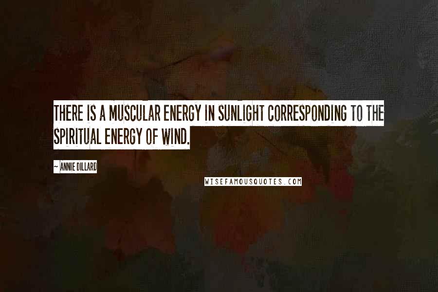 Annie Dillard Quotes: There is a muscular energy in sunlight corresponding to the spiritual energy of wind.