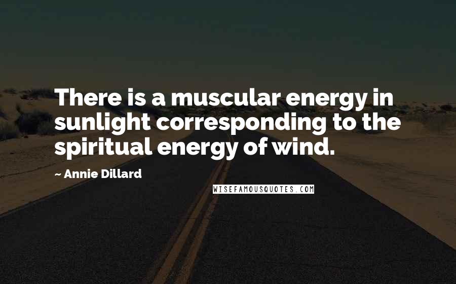 Annie Dillard Quotes: There is a muscular energy in sunlight corresponding to the spiritual energy of wind.