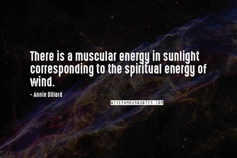 Annie Dillard Quotes: There is a muscular energy in sunlight corresponding to the spiritual energy of wind.